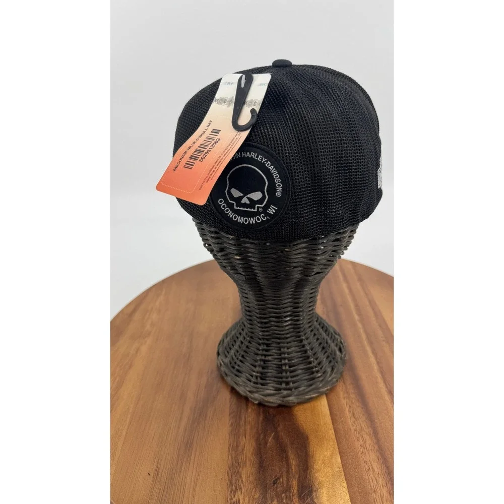 Harley-Davidson L Mens Willie G Skull Logo Curved Brim Mesh Trucker Cap Black
